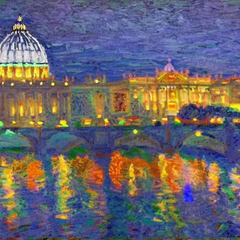 Vatican City Painting in the style of Claude Monet